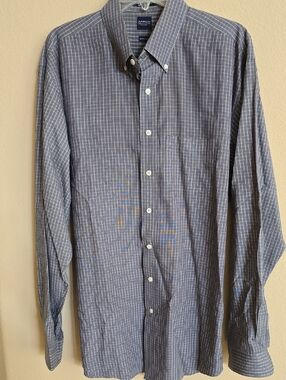 Arrow XLT Charcoal Grey Windowpane Button-Down Dress Shirt